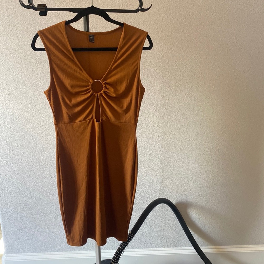 Burnt orange SHEIN stretchy dress